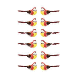 12ct Red And Yellow Bird Christmas Ornaments 5.25"