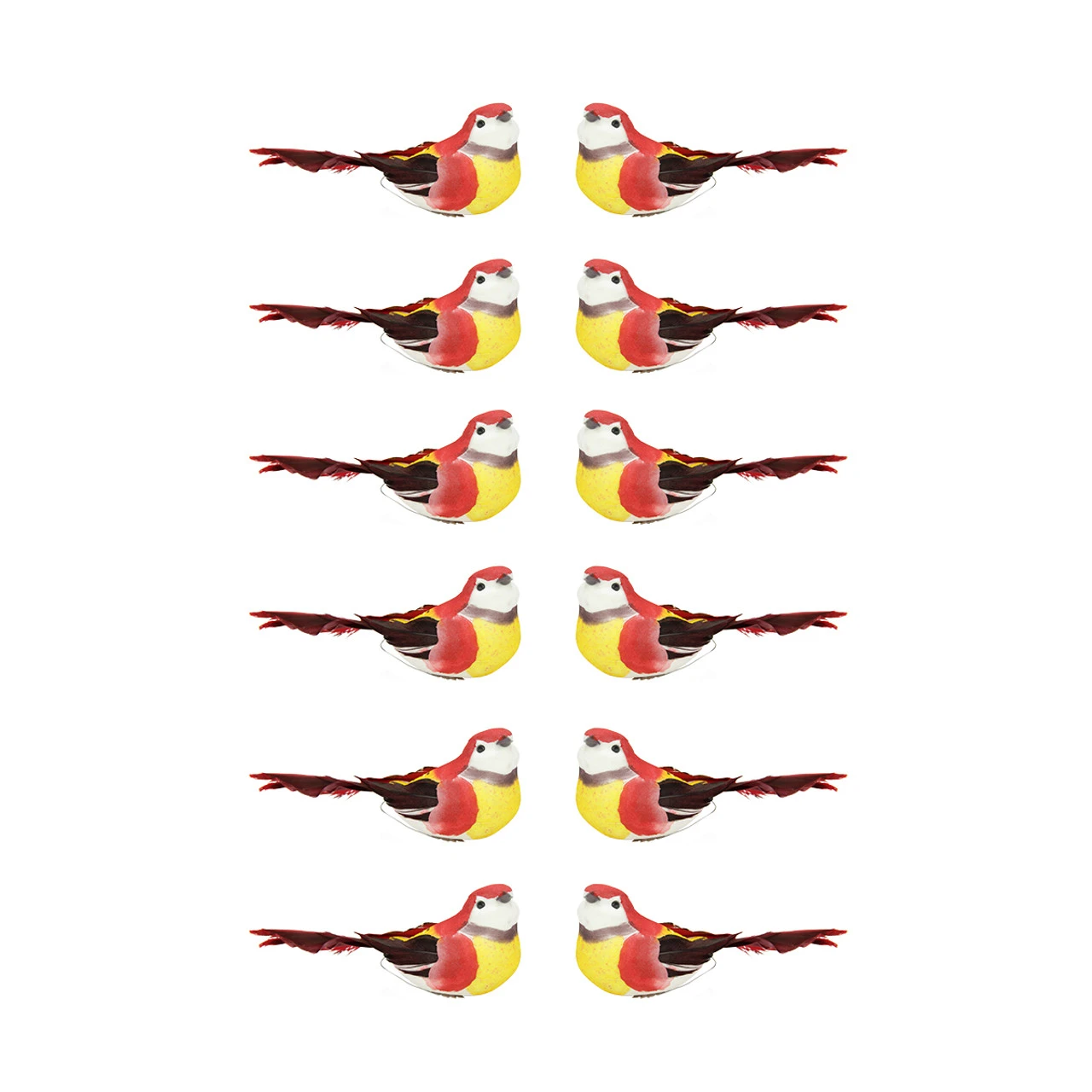 12ct Red And Yellow Bird Christmas Ornaments 5.25" 1 12ct Red And Yellow Bird Christmas Ornaments 5.25"