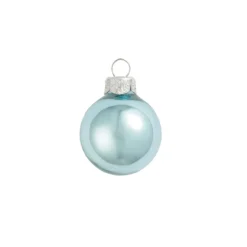 40ct Baby Blue Shiny Glass Christmas Ball Ornaments 1.5" (40mm)