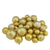39ct Gold Glamour Shatterproof 2-Finish Christmas Ball Ornaments 4" (100mm)