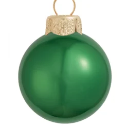 2ct Green Glass Pearl Christmas Ball Ornaments 6" (150mm)