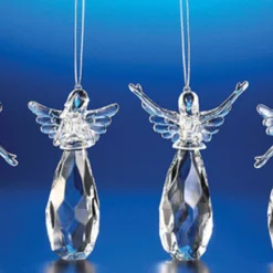 Club Pack Of 24 Clear Icy Assorted Christmas Praising Angel Ornaments 4"