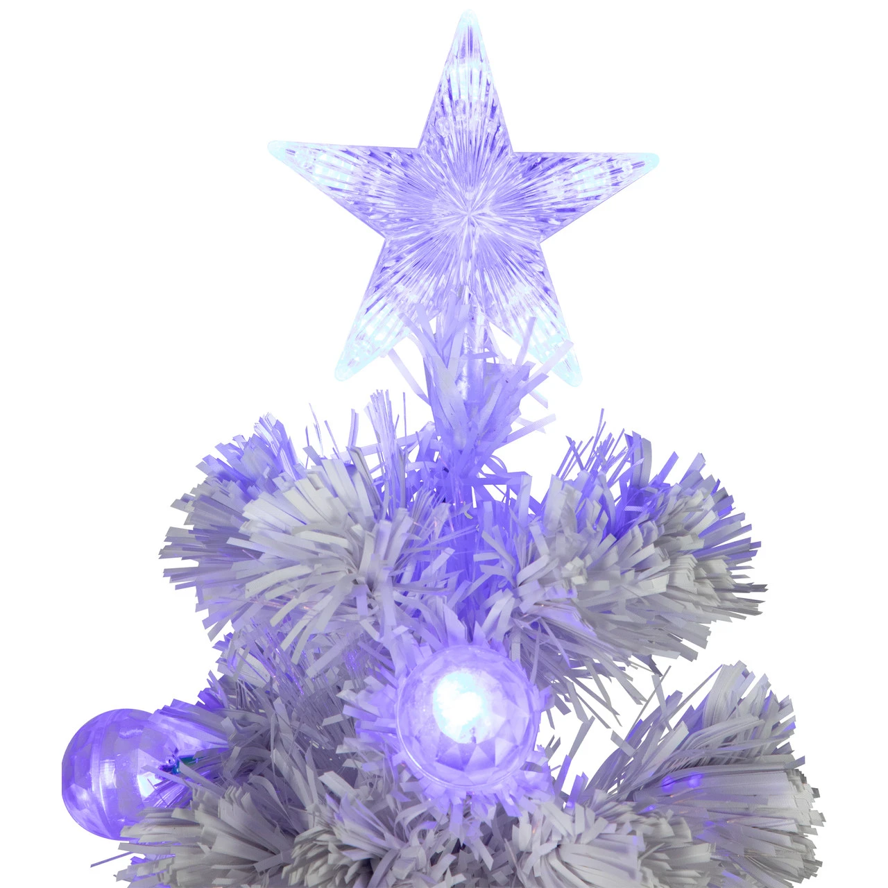 4' Pre-Lit Medium White Iridescent Fiber Optic Artificial Christmas Tree, Blue LED Lights 3 4' Pre-Lit Medium White Iridescent Fiber Optic Artificial Christmas Tree, Blue LED Lights - Image 3