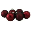 6ct Burgundy Red 2-Finish Glass Ball Christmas Ornaments 3.25" (80mm)