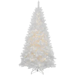 7.5' Pre-Lit Iridescent White Alaskan Pine Artificial Christmas Tree - Clear Lights