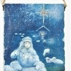 5" Shephard Boy With Sheep Hanging Plaque Decorative Christmas Ornament