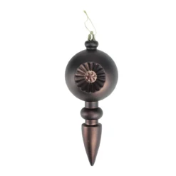 4ct Matte Brown Retro Reflector Shatterproof Christmas Finial Ornaments 7.5"