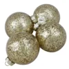 4ct Clear And Gold Shiny Seeds Glass Christmas Ball Ornaments 4" (101.5mm)