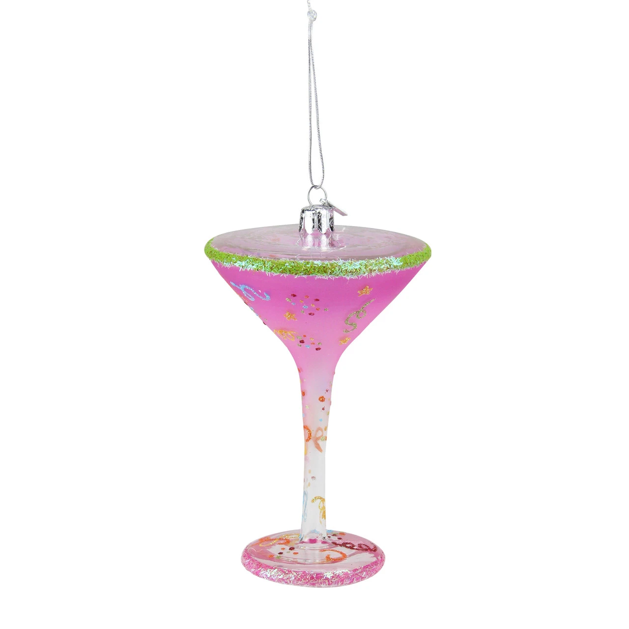 7" Pink And Clear Blown Happy Birth-Tini Martini Cocktail Glass Christmas Ornament 2 7" Pink And Clear Blown Happy Birth-Tini Martini Cocktail Glass Christmas Ornament - Image 2
