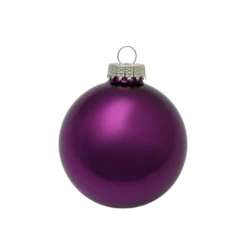 8ct Purple Shiny Glass Christmas Ball Ornaments 3.25" (80mm)