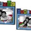 Set Of 2 Blue And Red Family And Friends Photo Frame Christmas Ornaments 3.5"