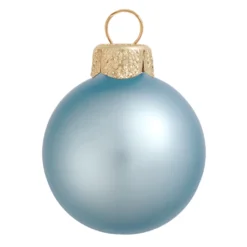 8ct Sky Blue Matte Glass Christmas Ball Ornaments 3.25" (80mm)