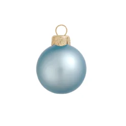40ct Sky Blue Glass Matte Christmas Ball Ornaments 1.25" (30mm)