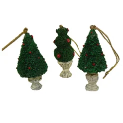 576ct Green And Ivory Potted Topiary Tree Christmas Ornaments 2.5"