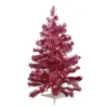 2' Pre-lit Pink Passion Iridescent Pine Artificial Tinsel Christmas Tree - Clear Lights
