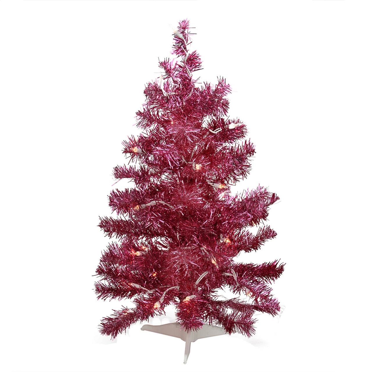 2' Pre-lit Pink Passion Iridescent Pine Artificial Tinsel Christmas Tree - Clear Lights 1 2' Pre-lit Pink Passion Iridescent Pine Artificial Tinsel Christmas Tree - Clear Lights