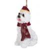 3.5" White Maltese Dog Christmas Ornament