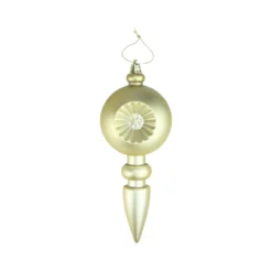 4ct Matte Gold Retro Reflector Shatterproof Christmas Finial Ornaments 7.5"