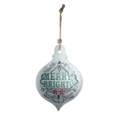 20" Silver And Green 'Merry Bright' Onion Christmas Wall Hanging Ornament