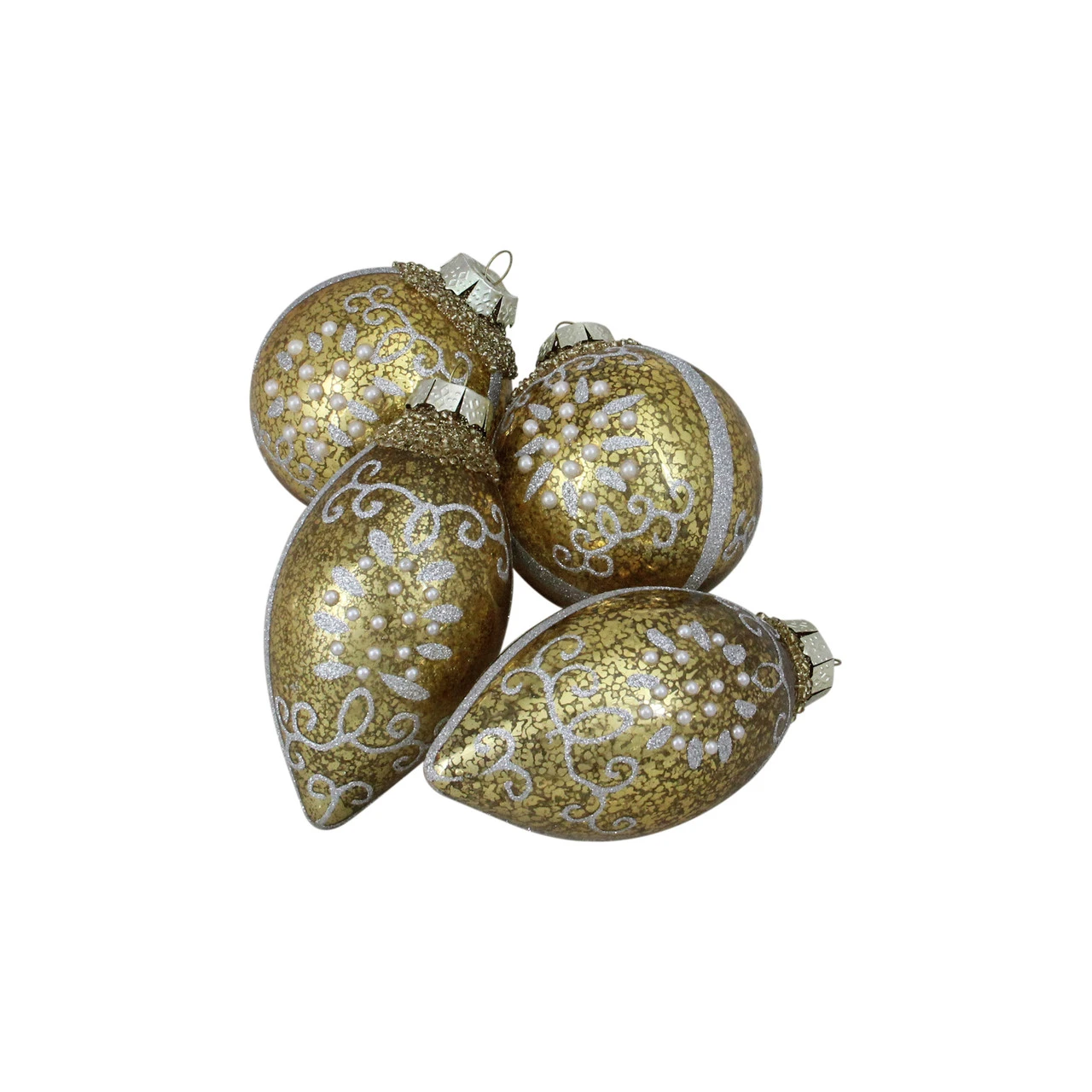 4ct Gold And Silver Shiny Glass Christmas Ball Ornaments 2.75" (70mm) 1 4ct Gold And Silver Shiny Glass Christmas Ball Ornaments 2.75" (70mm)
