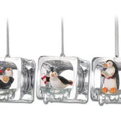 Club Pack Of 18 Clear Icy Crystal Decorative Christmas Penguin Ice Cube Ornaments 2"