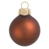 8ct Chocolate Brown And Gold Matte Glass Christmas Ball Ornaments 3.25" (80mm)