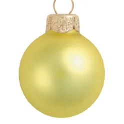 6ct Soft Yellow Glass Matte Finish Christmas Ball Ornaments 4" (100mm)