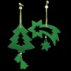 Club Pack Of 18 Brilliant Green Tree And Shooting Star Felt Ornaments