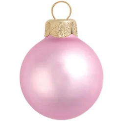 28ct Pale Pink Matte Glass Christmas Ball Ornaments 2" (50mm)