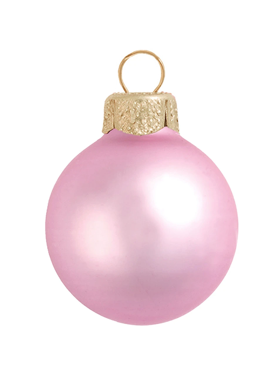 8ct Pale Pink Matte Glass Christmas Ball Ornaments 3.25" (80mm) 1 8ct Pale Pink Matte Glass Christmas Ball Ornaments 3.25" (80mm)