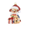 4.5" Puppy Present With Santa Hat Christmas Ornament