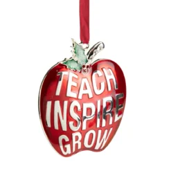 3.25" Red Silver Plated Apple Teacher Christmas Ornament With European Crystals -Christmas Trees Shop northlight hd92865 2 83126.1688037787