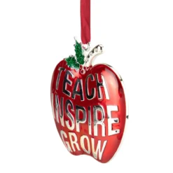 3.25" Red Silver Plated Apple Teacher Christmas Ornament With European Crystals -Christmas Trees Shop northlight hd92865 4 36084.1688037787
