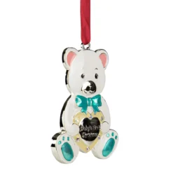 3" Pastel Silver Plated Bear Baby's First Christmas Ornament With European Crystals -Christmas Trees Shop northlight hd92867 2updated 80426.1688037551