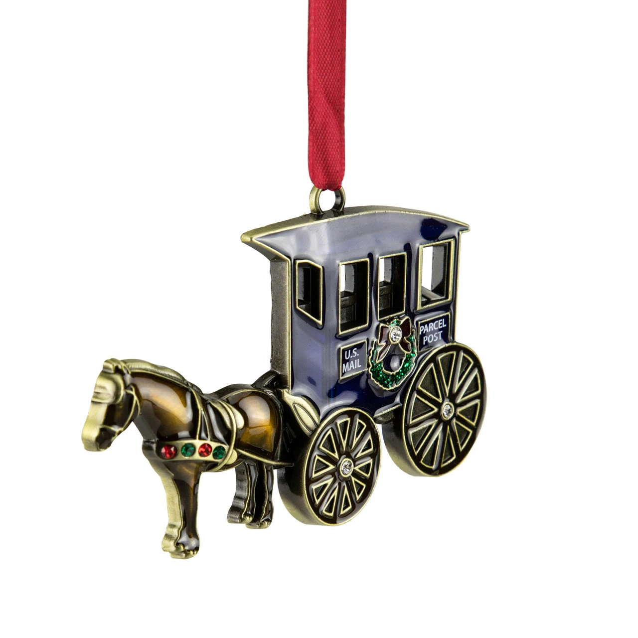 3.25" U.S. Mail Parcel Horse And Buggy Christmas Ornament With European Crystals 4 3.25" U.S. Mail Parcel Horse And Buggy Christmas Ornament With European Crystals - Image 4