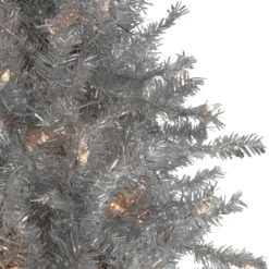 7.5' Pre-Lit Silver Tinsel Pine Slim Artificial Christmas Tree - Clear Lights -Christmas Trees Shop northlight20gb91012 same20as20gb91014 2 21580.1667530426