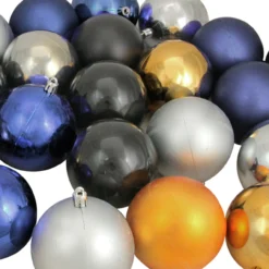 32ct Black And Gold Shatterproof 2-Finish Christmas Ball Ornaments 3.25" (80mm) -Christmas Trees Shop northlight20lj15379 82000.1667534234
