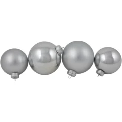 72ct Silver Shiny And Matte Christmas Glass Ball Ornaments 4" (100mm) 7 72ct Silver Shiny And Matte Christmas Glass Ball Ornaments 4" (100mm) -Christmas Trees Shop northlight20wy15216 03 54577.1667576168