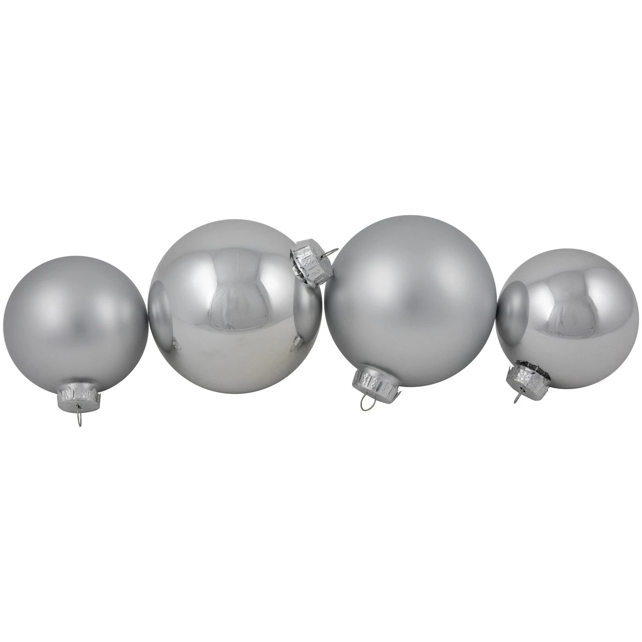 72ct Silver Shiny And Matte Christmas Glass Ball Ornaments 4" (100mm) 3 72ct Silver Shiny And Matte Christmas Glass Ball Ornaments 4" (100mm) - Image 3