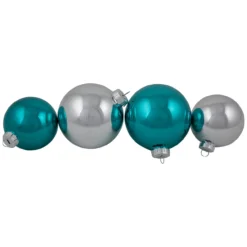 72ct Turquoise Blue And Silver 2-Finish Glass Christmas Ball Ornaments 4" (100mm) -Christmas Trees Shop northlight20wy15218 03 16429.1682111510