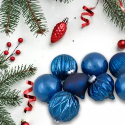 Set Of 12 Blue Finial And Glass Ball Christmas Ornaments -Christmas Trees Shop northlight20wy88869b 68494.1667560493