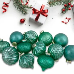 Set Of 12 Green Finial And Glass Ball Christmas Ornaments -Christmas Trees Shop northlight20wy88870b 78249.1667510417