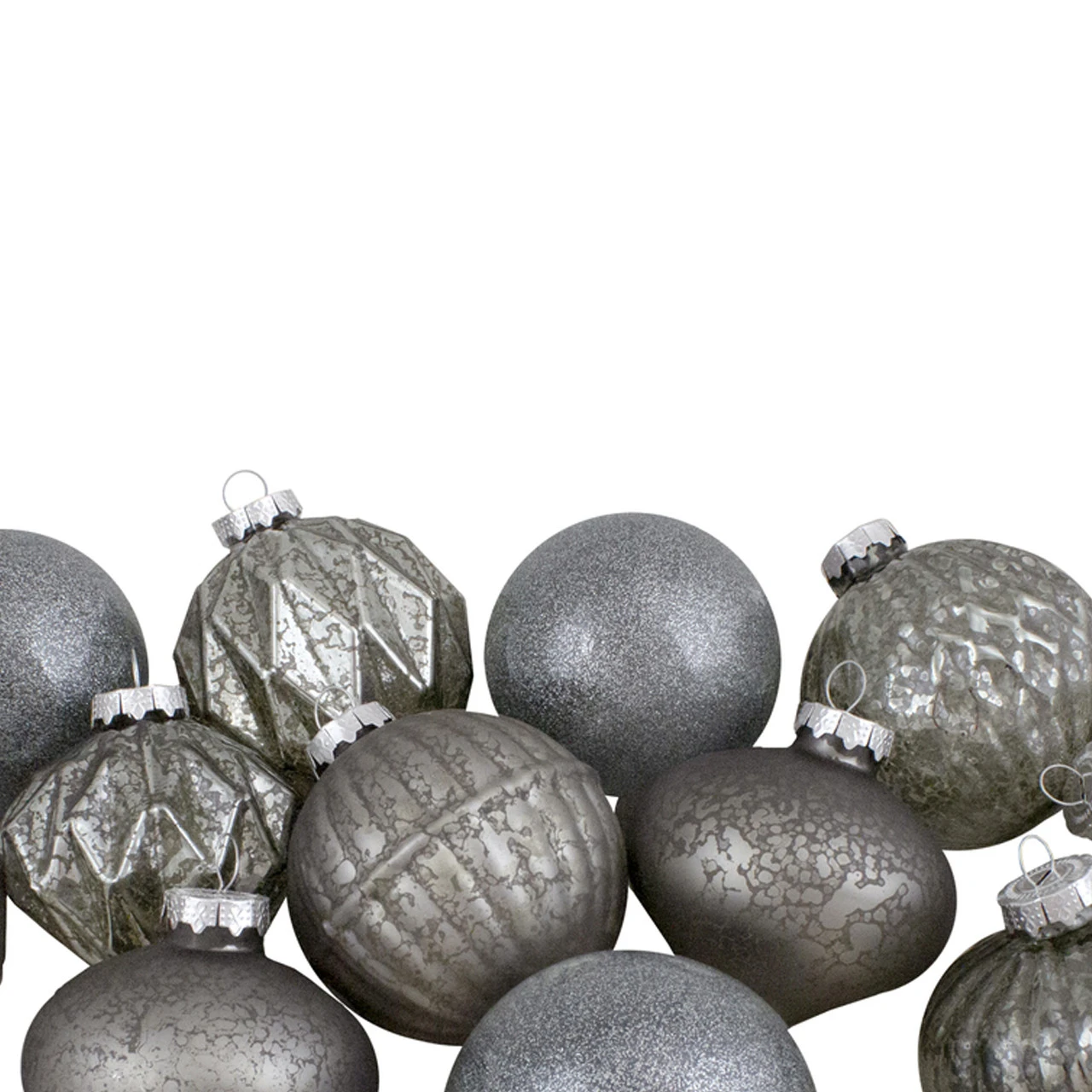 Set Of 12 Neutral Tone Finial And Glass Ball Christmas Ornaments 2 Set Of 12 Neutral Tone Finial And Glass Ball Christmas Ornaments - Image 2