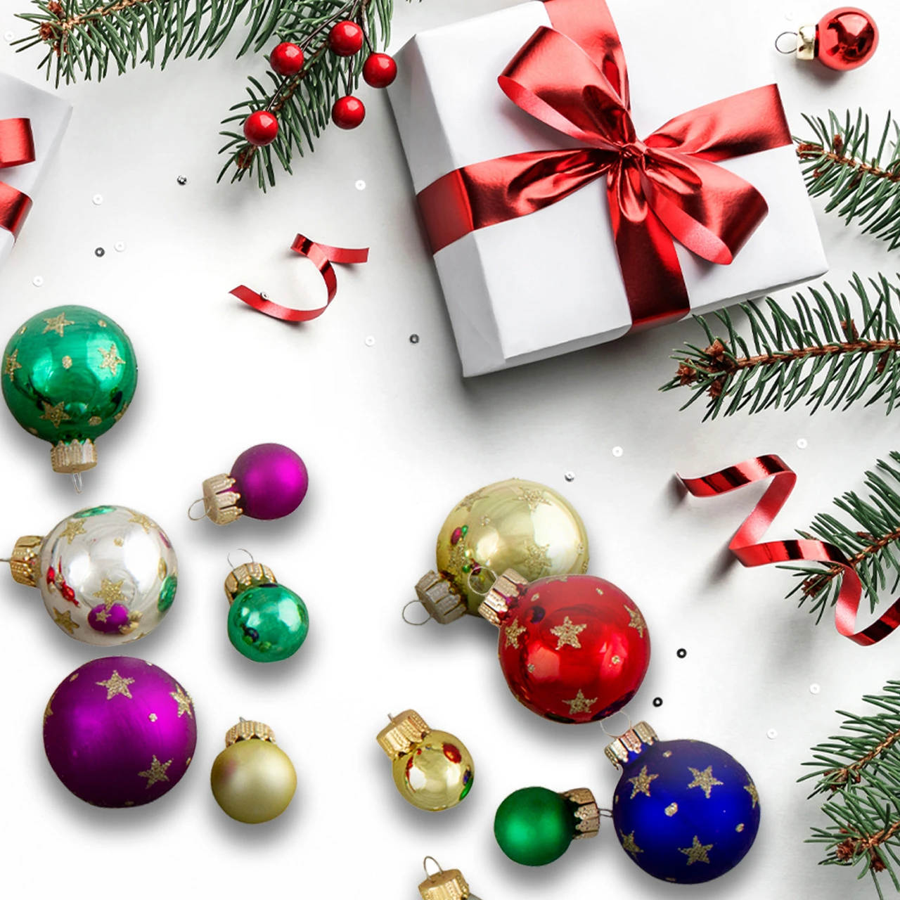 16-Piece Set Of Assorted Multi-Color Glass Ball Christmas Ornaments With Tree Topper 3 16-Piece Set Of Assorted Multi-Color Glass Ball Christmas Ornaments With Tree Topper - Image 3