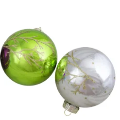 Set Of 4 Multi-Color Shiny Glass Ball Christmas Ornaments 4-Inch (100mm) -Christmas Trees Shop northlight20wy88907a 69348.1667641801