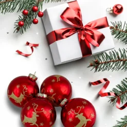 Set Of 4 Red And Gold Deer Glass Ball Christmas Ornaments 3.25-Inch (80mm) -Christmas Trees Shop northlight20wy88910 84906.1667560500