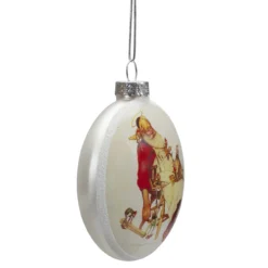 Set Of 3 Norman Rockwell Glass Christmas Disc Ornament -Christmas Trees Shop northlight20yl93413c 53391.1667530118
