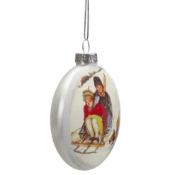 Set Of 3 Norman Rockwell Glass Christmas Disc Ornament -Christmas Trees Shop northlight20yl93415c 91502.1667530118