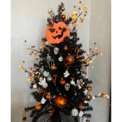 4ft Pre-Lit Black Noble Spruce Artificial Halloween Tree, Orange Lights -Christmas Trees Shop northlight20z92380 cxpix 00520.1669140865