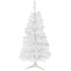 4' Pre-Lit Slim White Pine Artificial Christmas Tree - Blue Lights